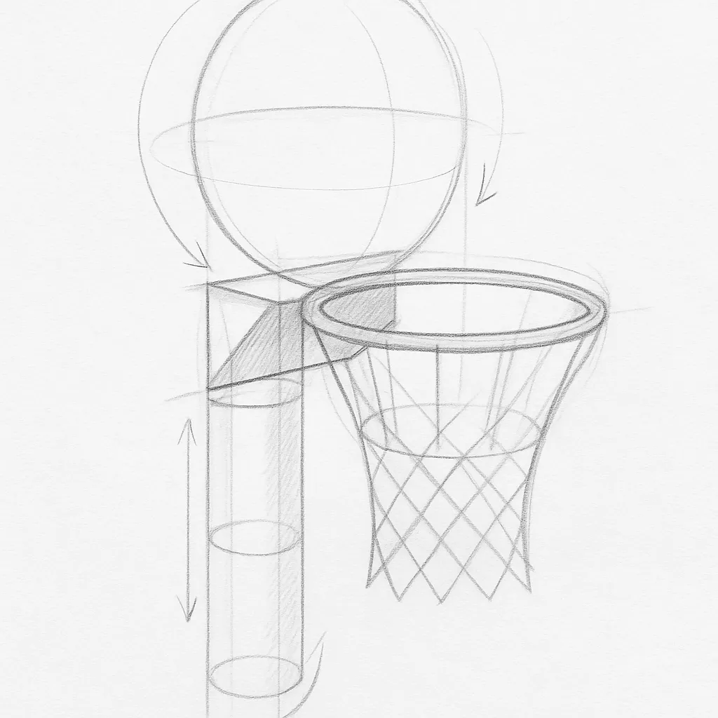 How to draw a basketball hoop