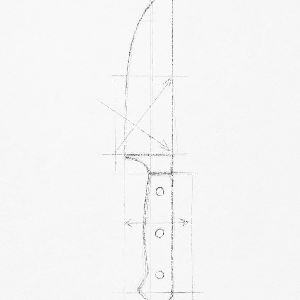 How to draw a kitchen knife