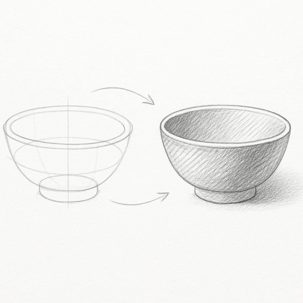 How to draw a ceramic bowl