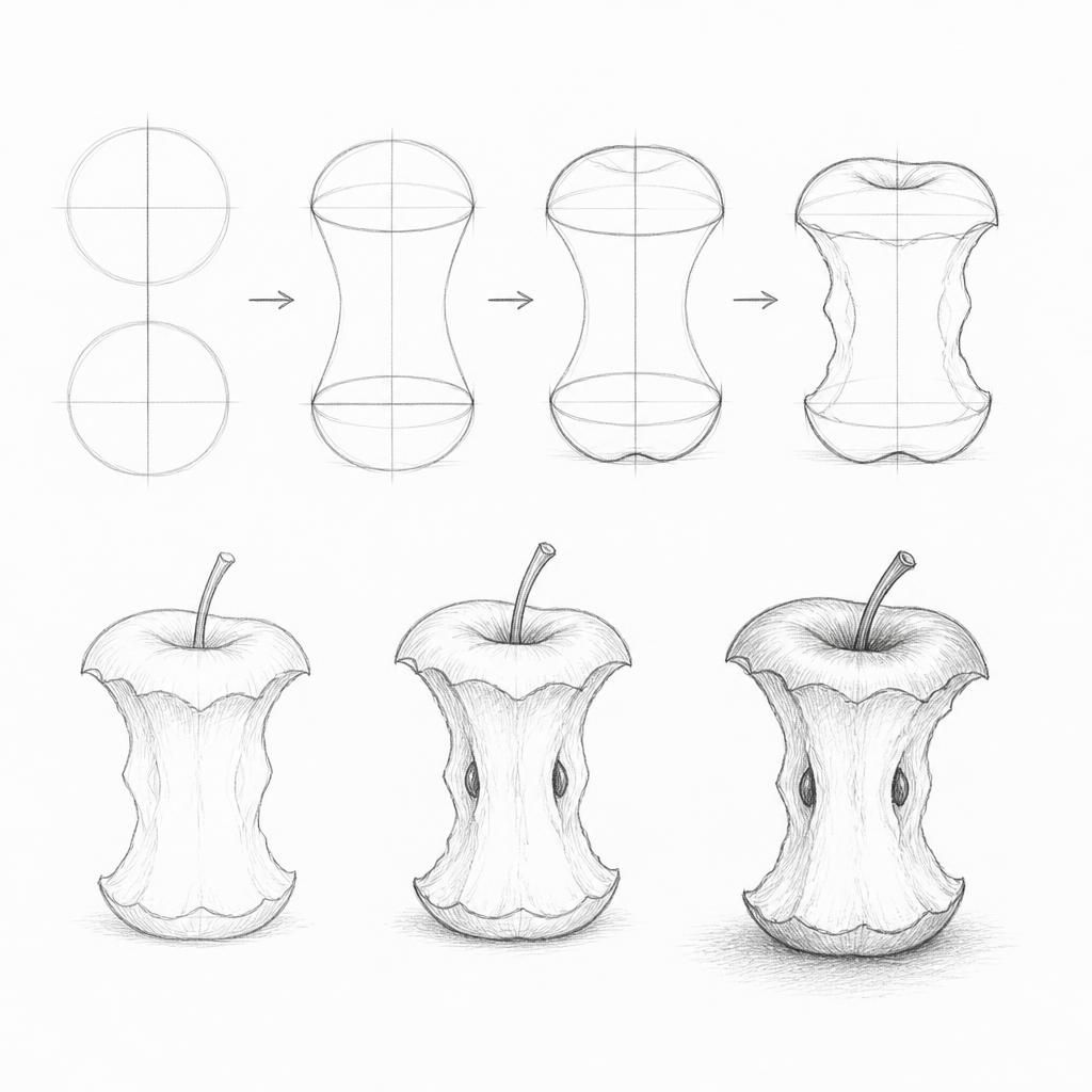 How to draw an apple core