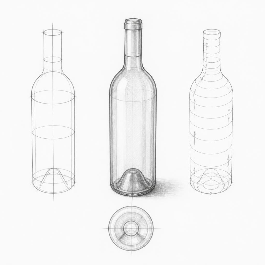 How to draw a wine bottle