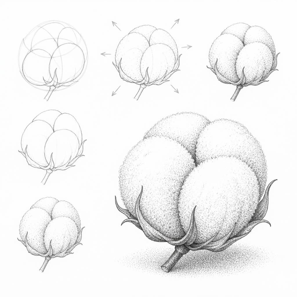 How to draw a cotton ball