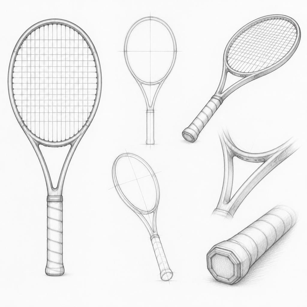 How to draw a tennis racket