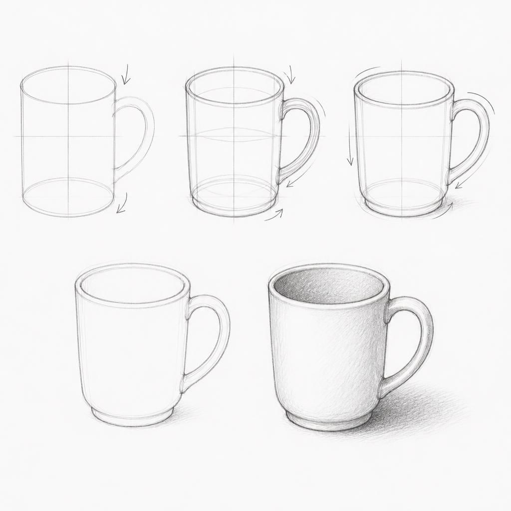 How to draw a ceramic mug