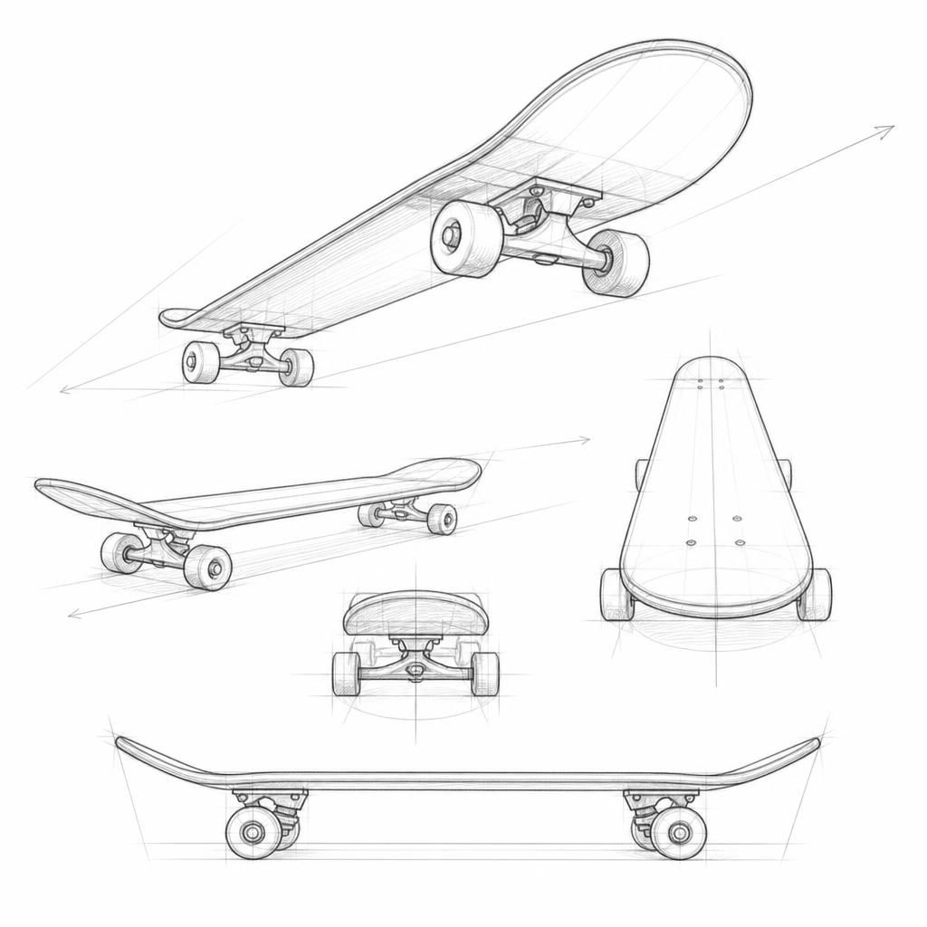 How to draw a skateboard