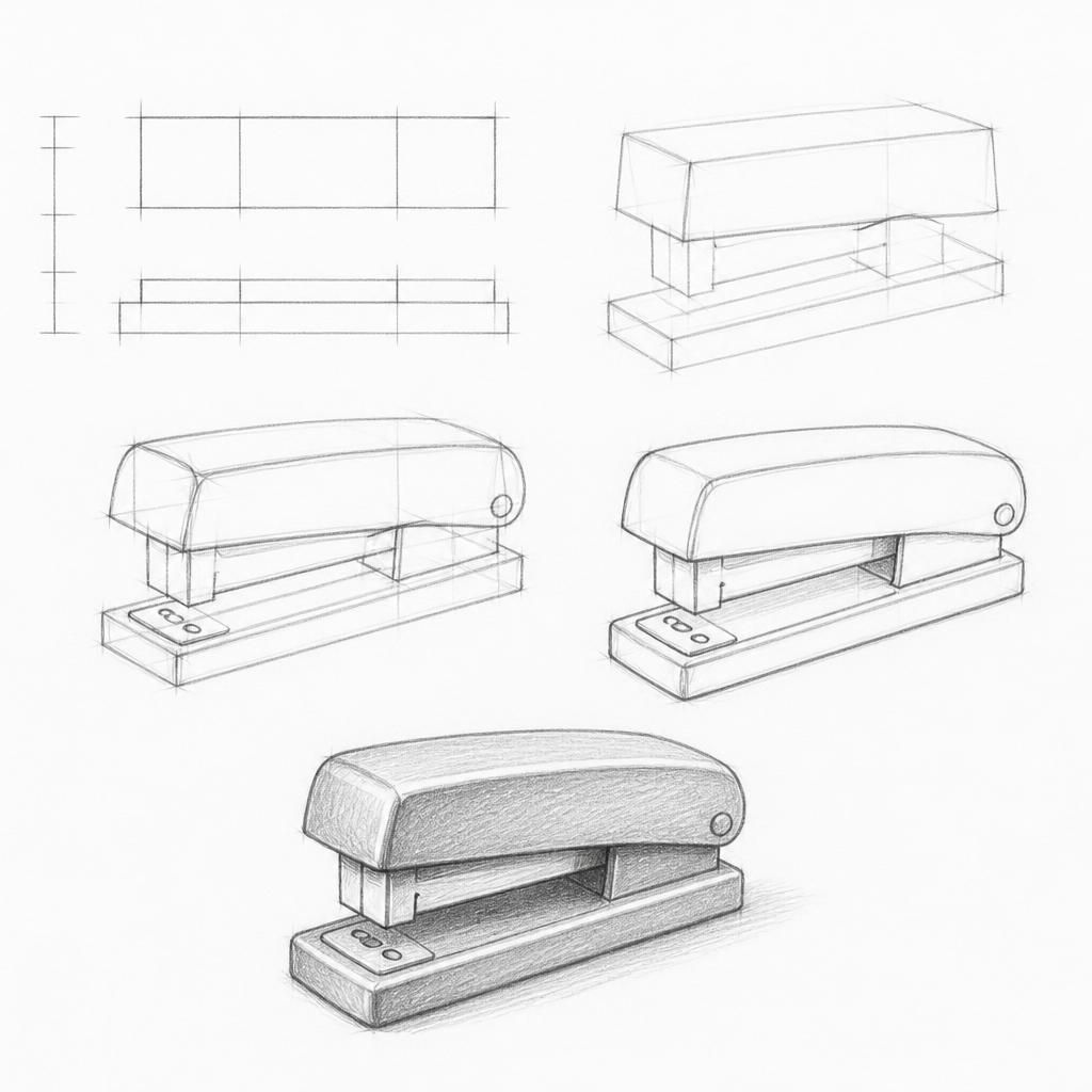 How to draw a stapler