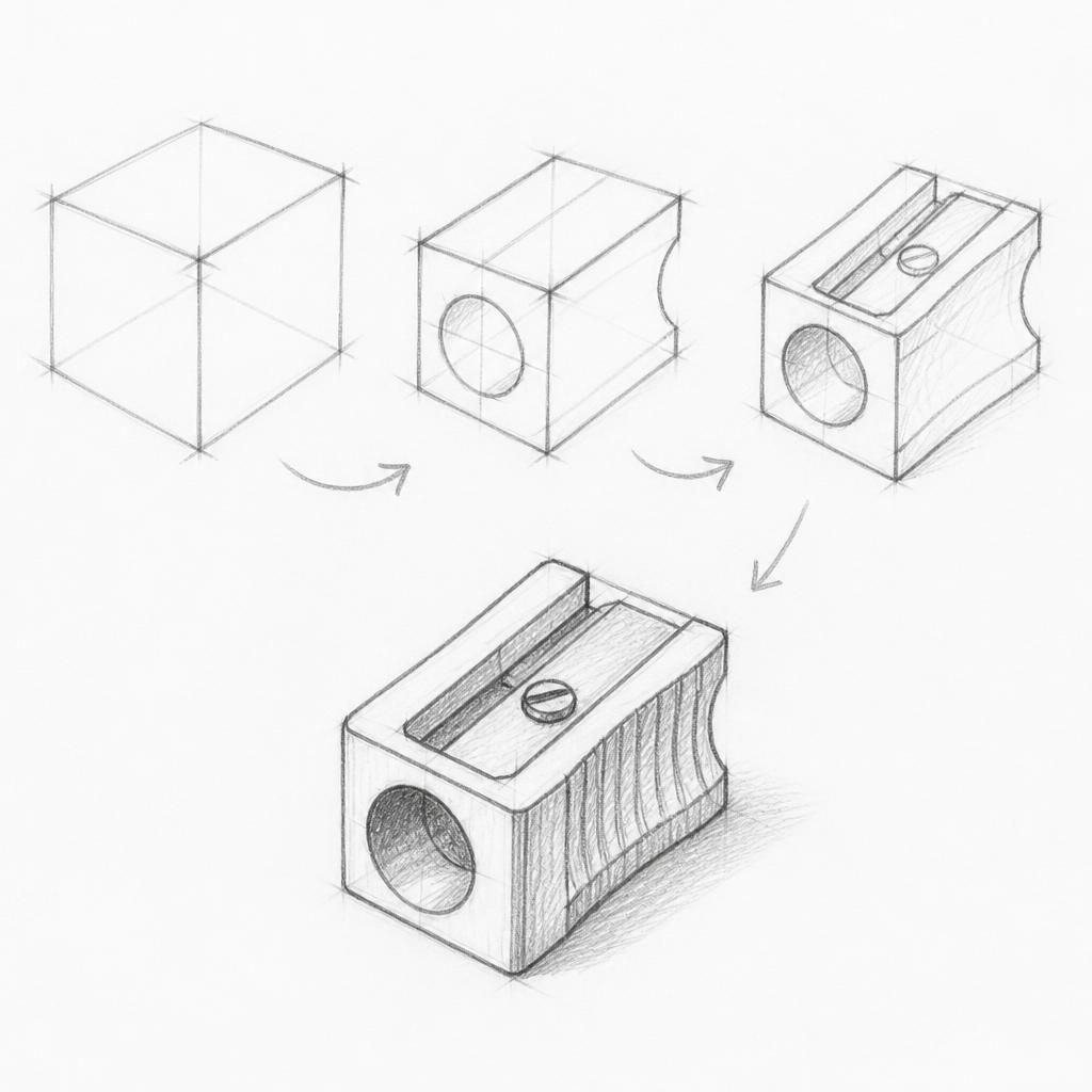 How to draw a pencil sharpener