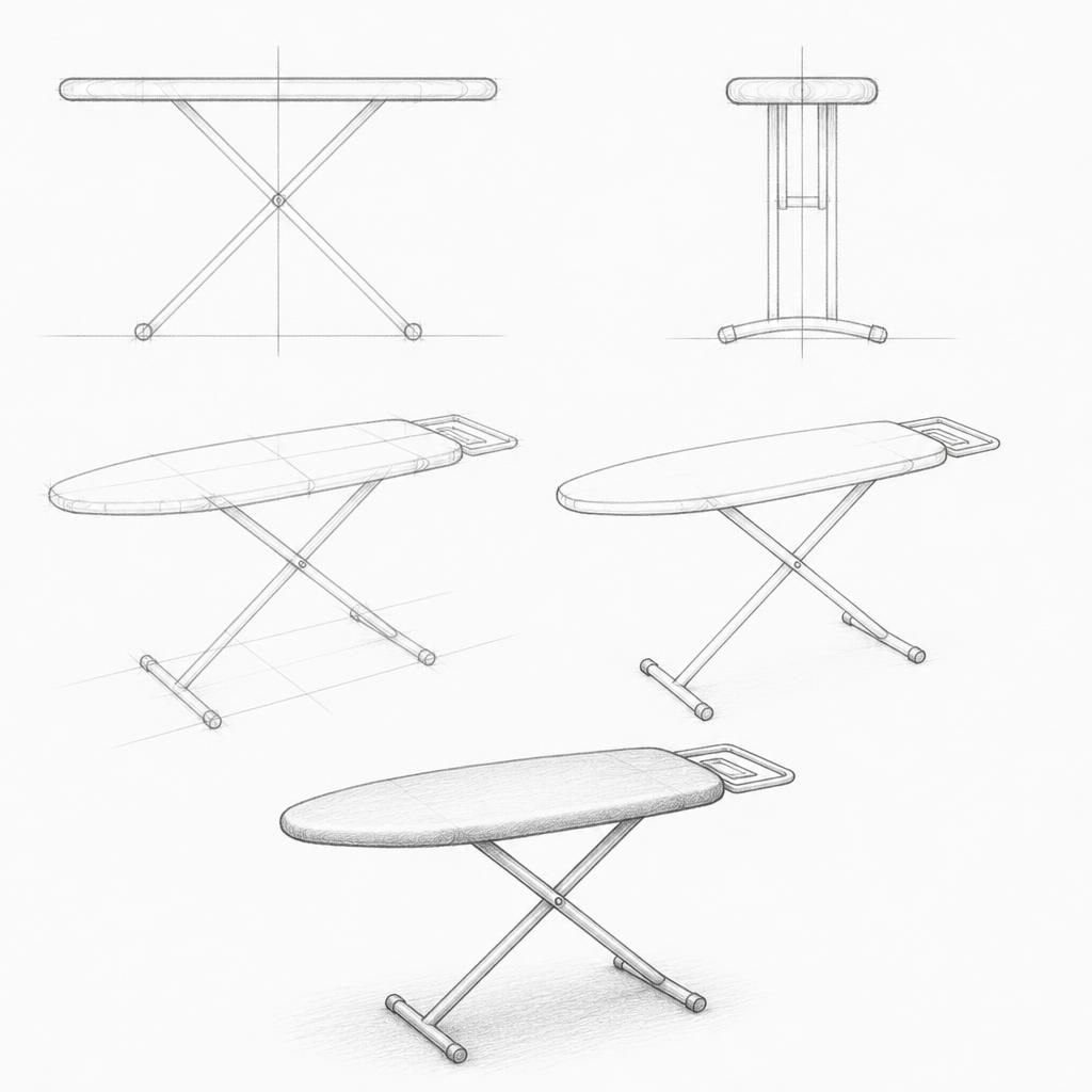 How to draw an ironing board