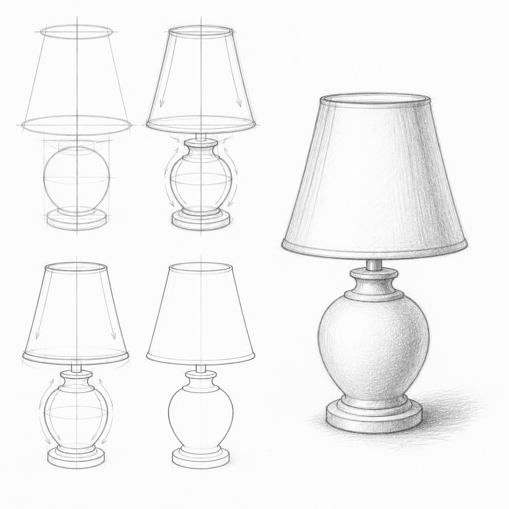 How to draw a table lamp