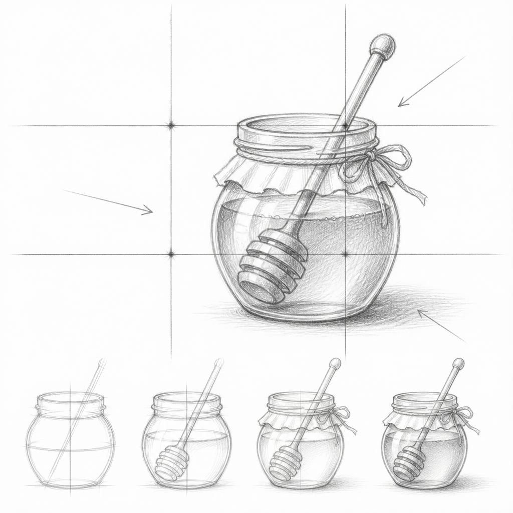 How to draw a jar of honey