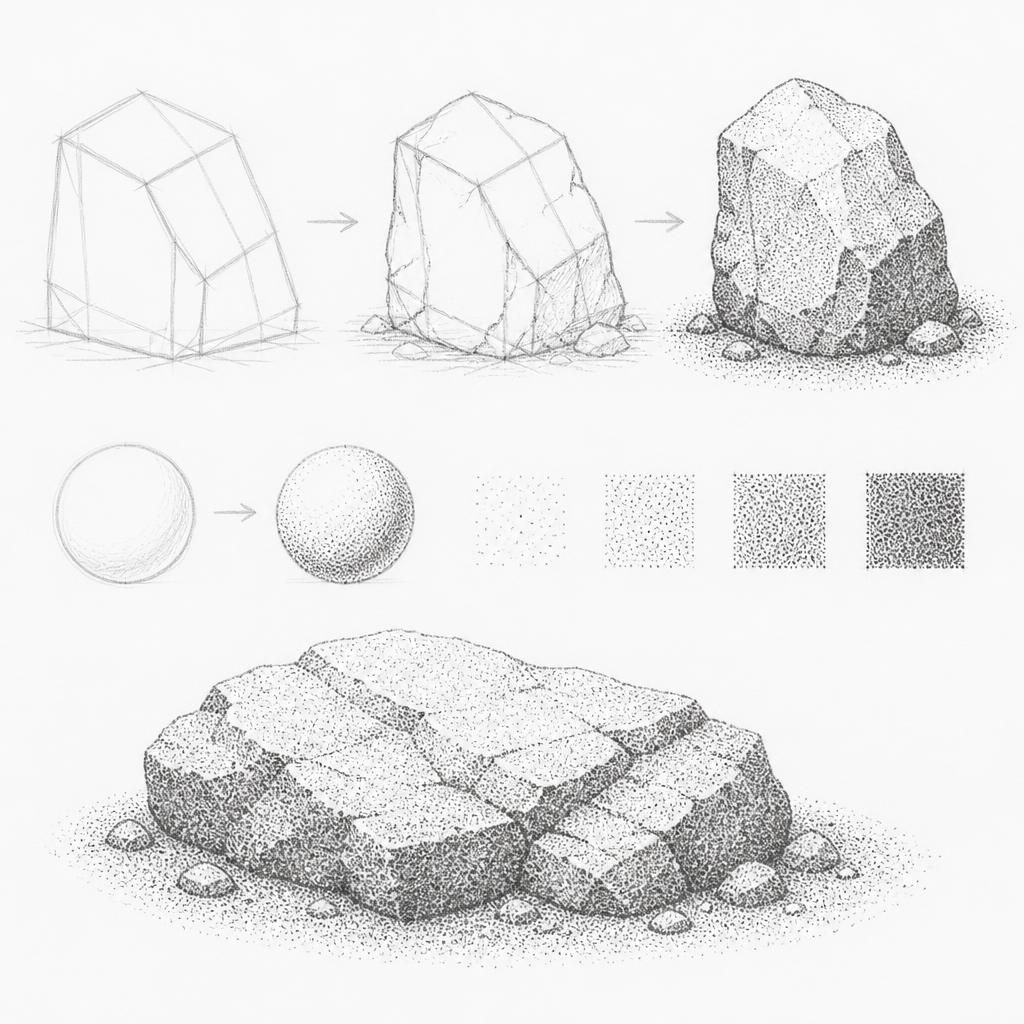 How to draw a rocky surface