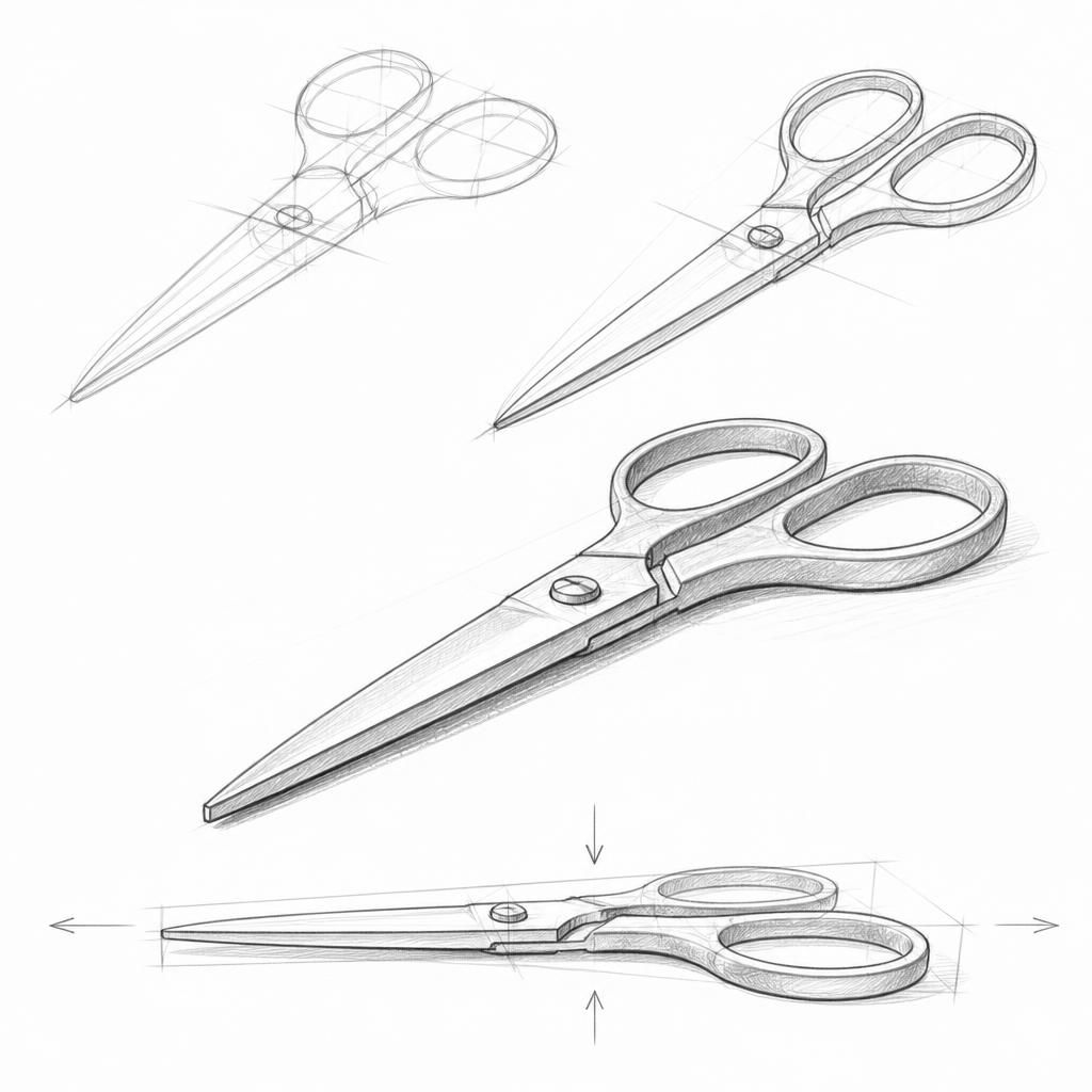How to draw a pair of scissors