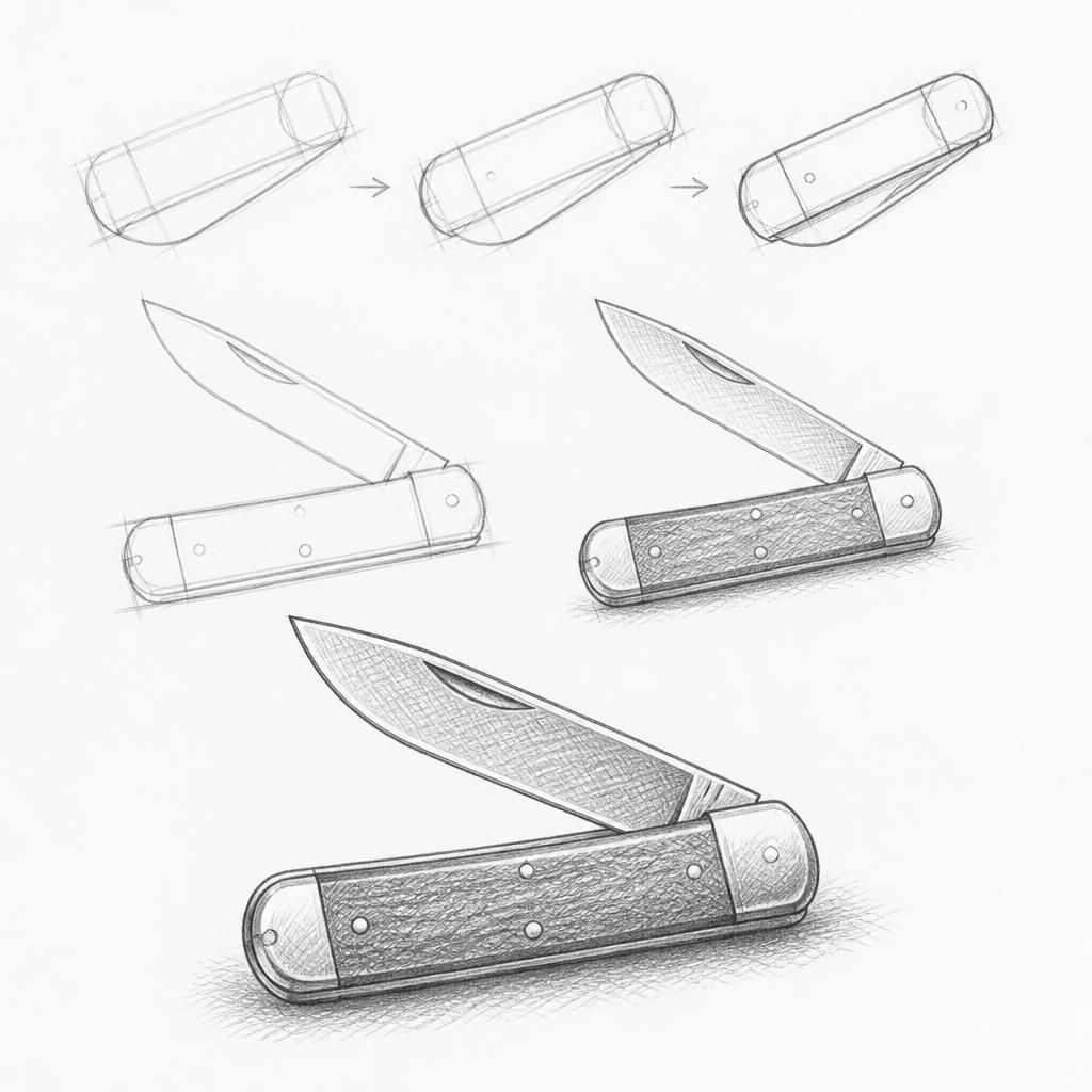How to draw a pocket knife