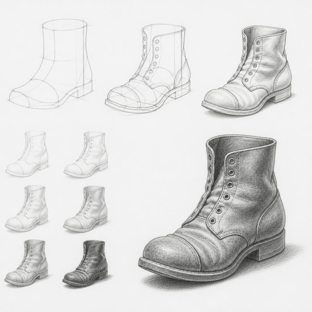 How to draw an old boot