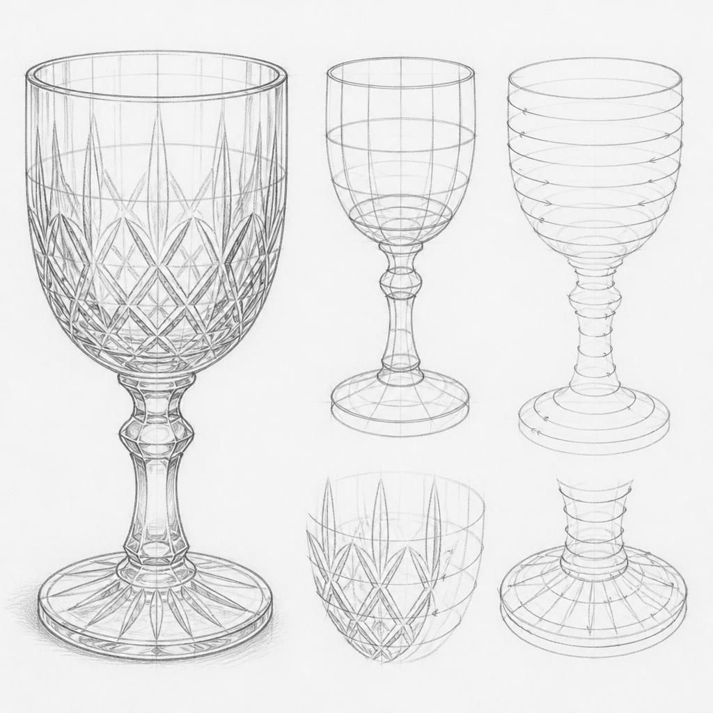 How to draw a crystal goblet