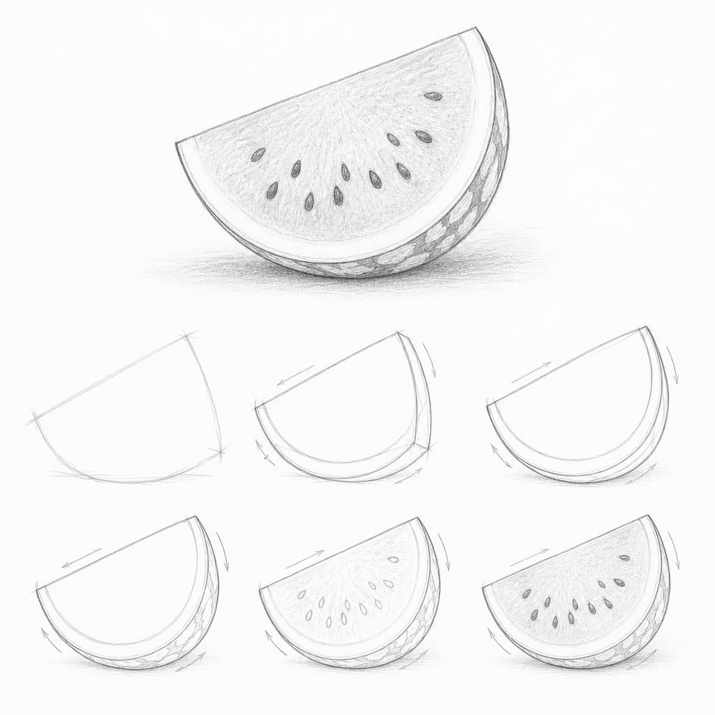 How to draw a watermelon slice