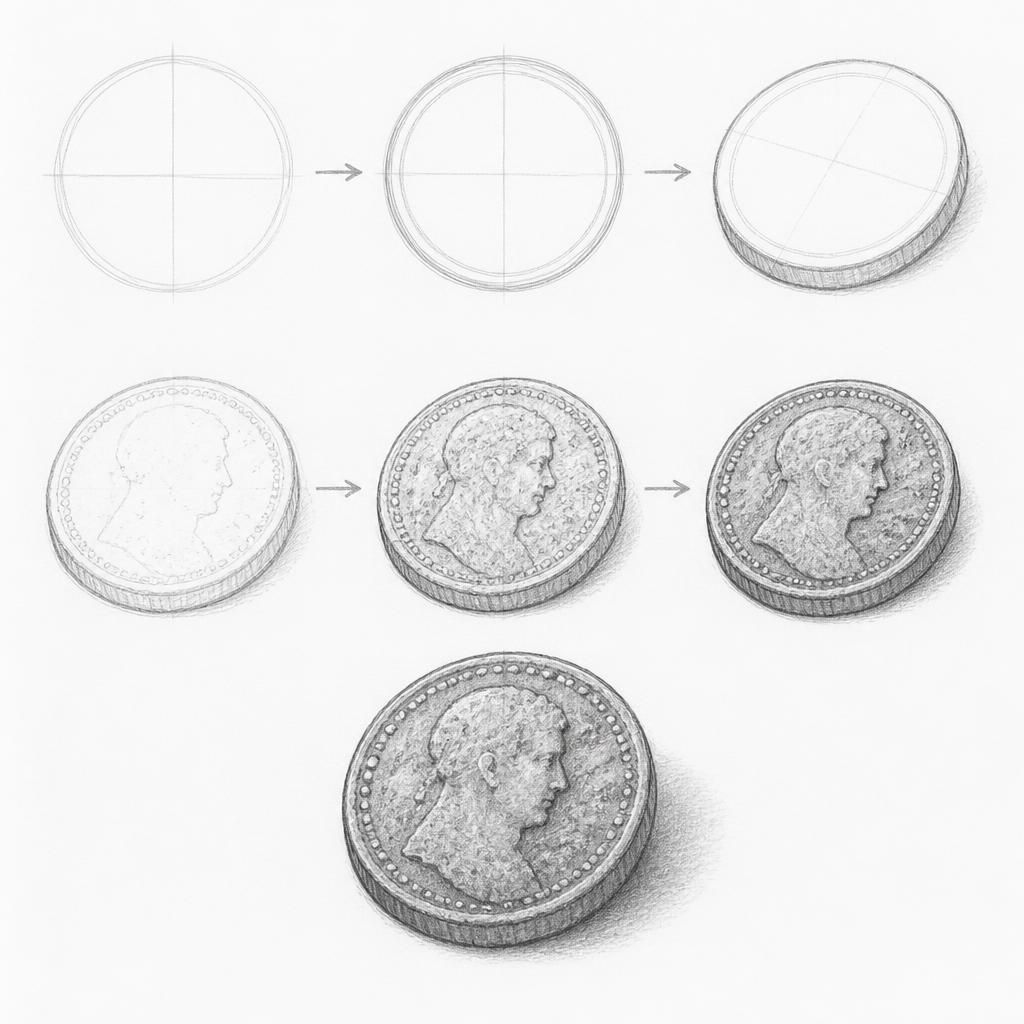 How to draw an old coin
