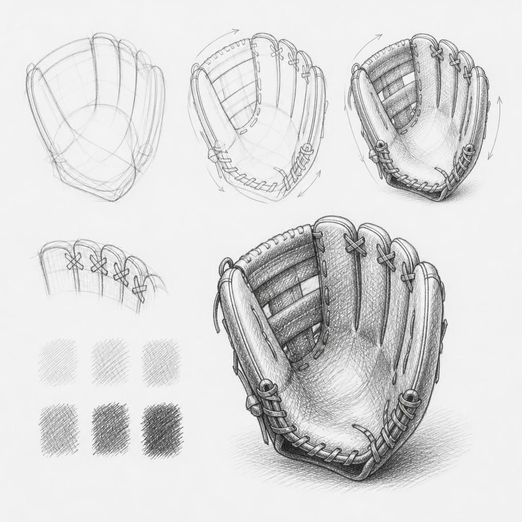 How to draw a baseball mitt