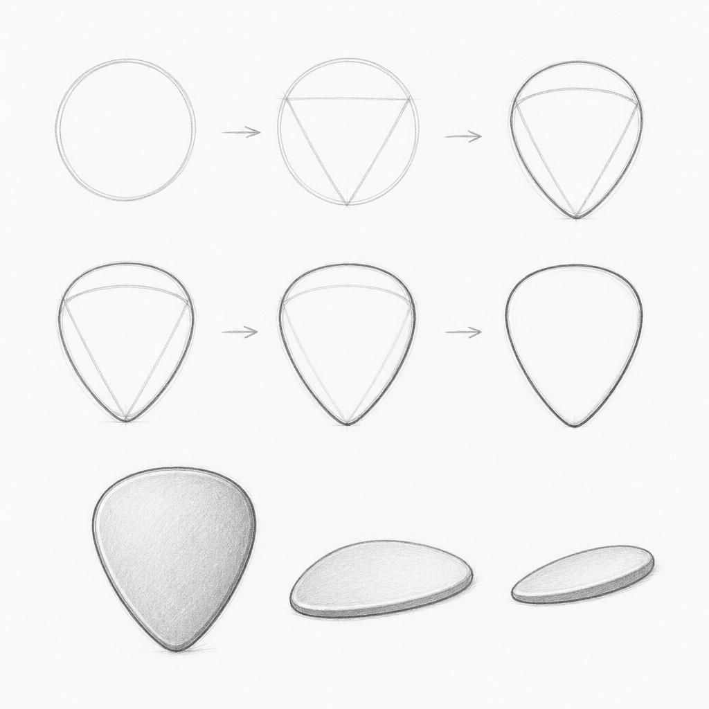 How to draw a guitar pick
