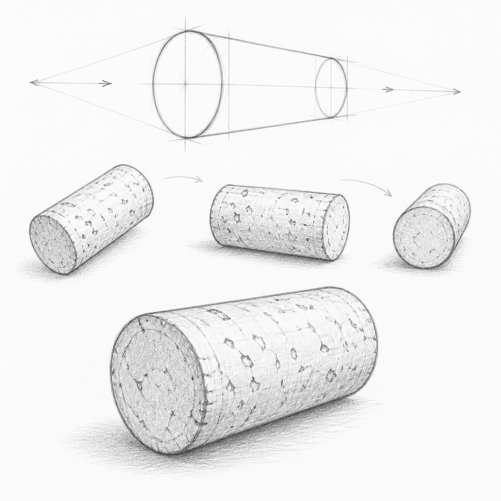 How to draw a wine cork