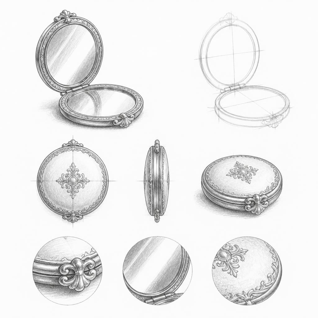 How to draw a pocket mirror