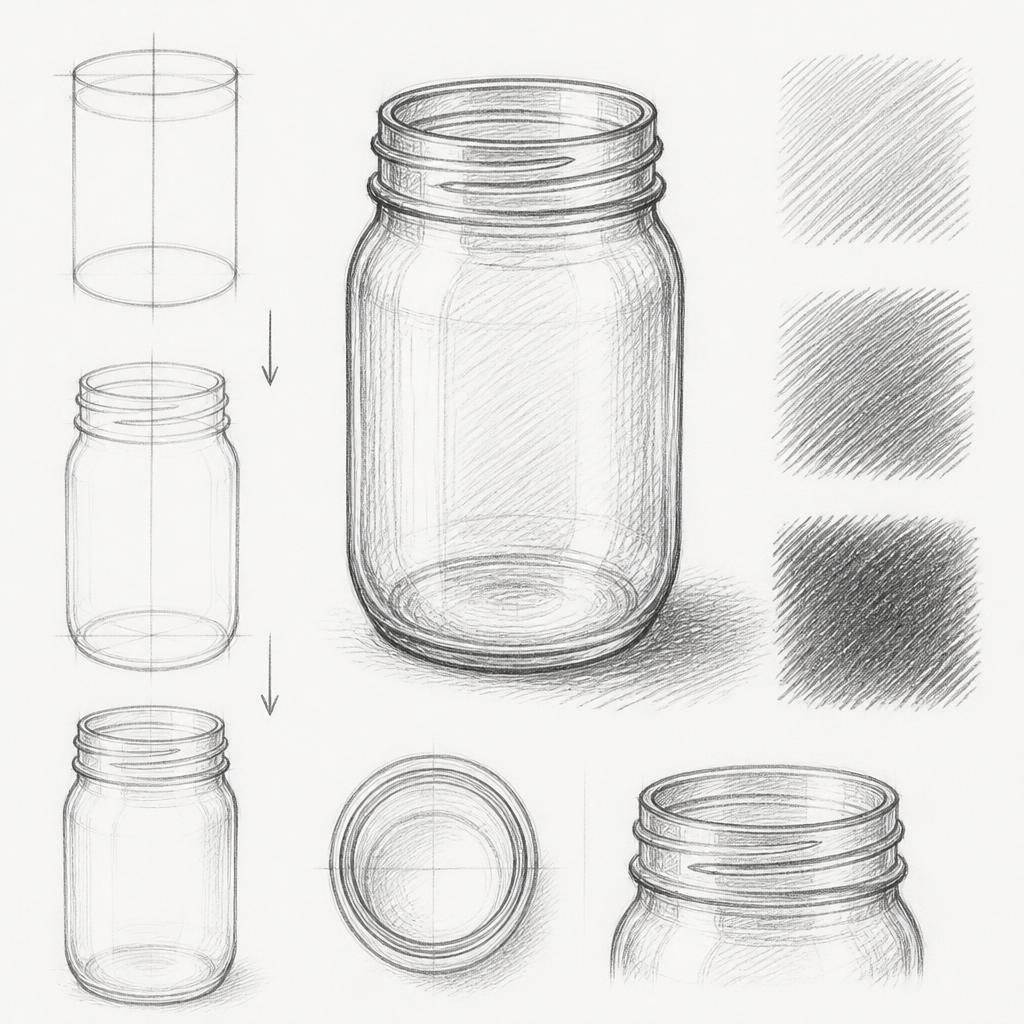 How to draw a mason jar
