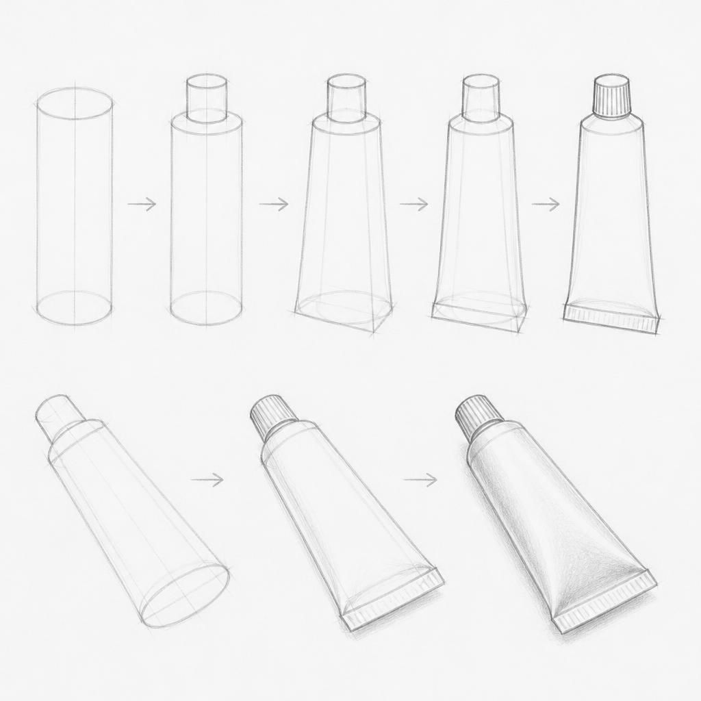 How to draw a toothpaste tube