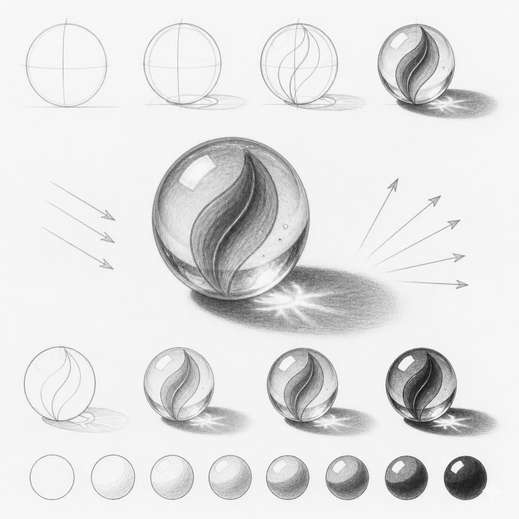 How to draw a glass marble